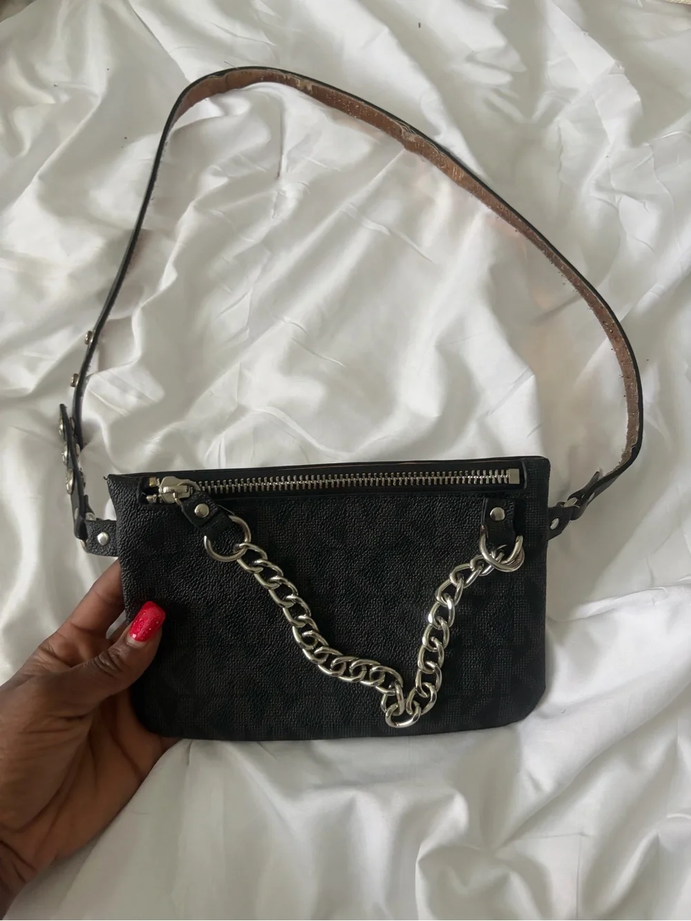 Michael Kors Black Crossbody Bag with Silver Chain